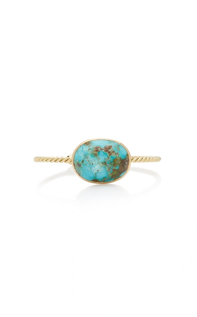 Shop Haute Victoire Women's Twisted 18k Yellow-gold And Turquoise Cuff In Blue