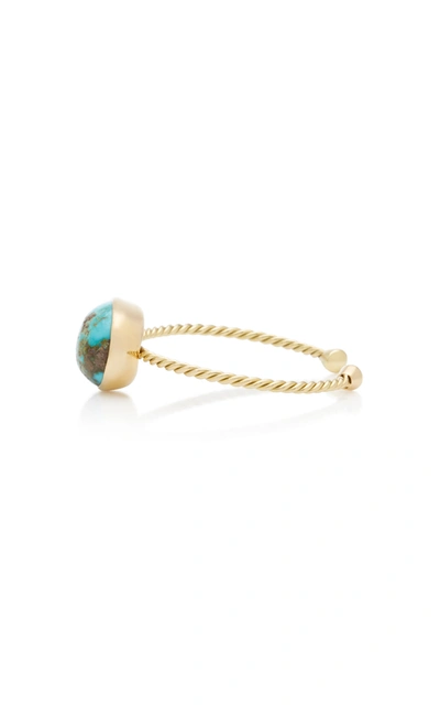 Shop Haute Victoire Women's Twisted 18k Yellow-gold And Turquoise Cuff In Blue