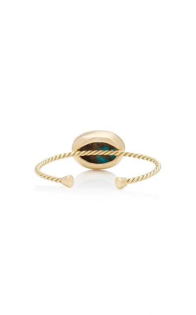 Shop Haute Victoire Women's Twisted 18k Yellow-gold And Turquoise Cuff In Blue