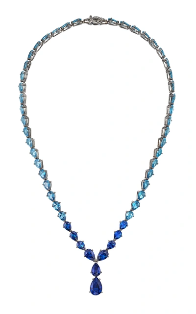 Shop Anabela Chan 18k Blackened Gold Vermeil Aqua Nova Necklace In Blue