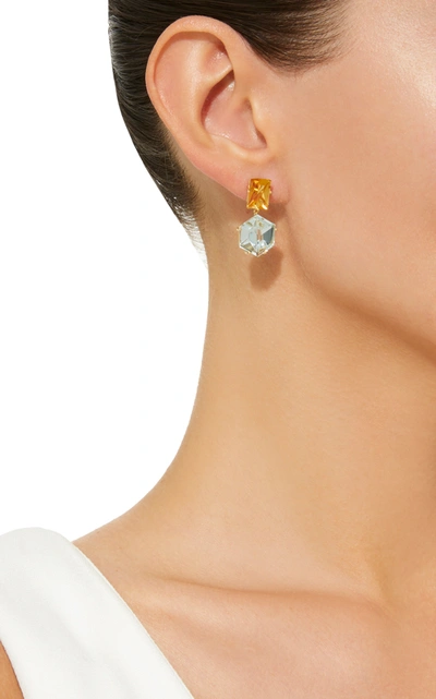 Shop Misui Women's 18k Gold; Aquamarine And Citrine Earrings In Blue