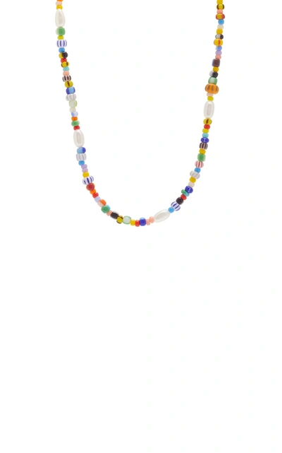 Shop Anni Lu Petit Alaia Beaded 18k Gold-plated Necklace In Multi