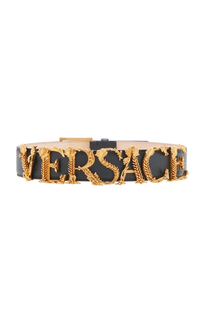 Shop Versace Logo Letter Belt In Black