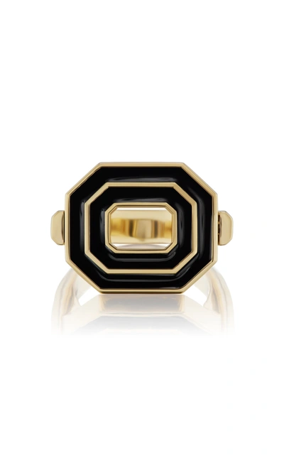 Shop Andrew Glassford Women's Museum Series Diamond 18k Yellow Gold Reverse Ring In Black