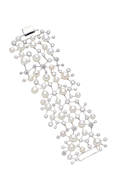 Shop Anabela Chan Constellation 18k Gold Pearl And Diamond Bracelet In White