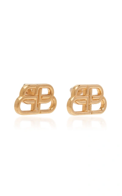 Shop Balenciaga Women's Bb Gold-tone Earrings