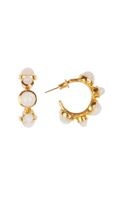 Shop Evren Kayar Women's Celestial Aegean Islands 18k Yellow Gold Moonstone Earrings In White