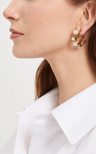 Shop Evren Kayar Women's Celestial Aegean Islands 18k Yellow Gold Moonstone Earrings In White