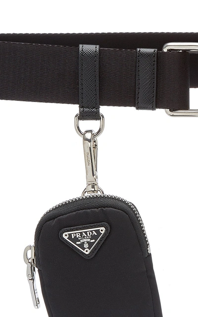 Shop Prada Women's Nylon Pouch Webbed Belt In Black