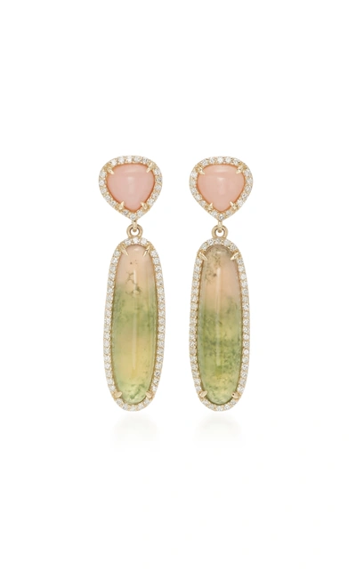 Shop Sheryl Lowe Women's 14k Gold; Diamond And Tourmaline Earrings