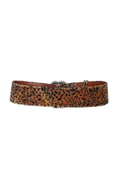 Shop Etro Printed Velvet Leather Waist Belt In Animal