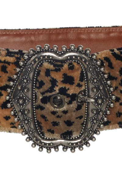 Shop Etro Printed Velvet Leather Waist Belt In Animal
