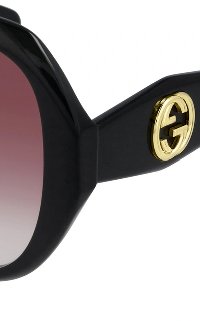 Shop Gucci Women's Oversized Round-frame Acetate Sunglasses In Black,brown