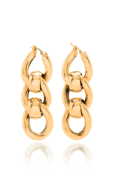 Shop Bottega Veneta Women's Chain Metal Drop Earrings In Gold