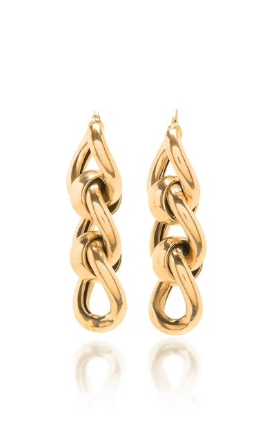 Shop Bottega Veneta Women's Chain Metal Drop Earrings In Gold