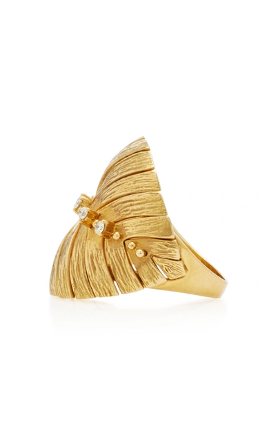 Hueb 18k Yellow Gold Bahia Diamond Leaf Frond Statement Ring In Gold