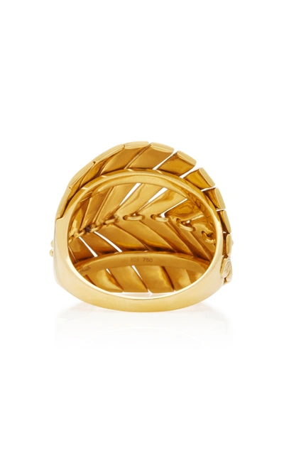 Hueb 18k Yellow Gold Bahia Diamond Leaf Frond Statement Ring In Gold