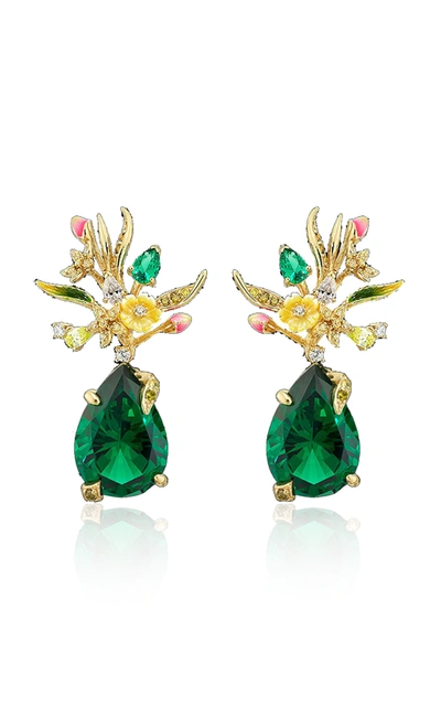 Shop Anabela Chan Women's Convertible Mini Posie Emerald 18k Gold Vermeil Earrings In Multi
