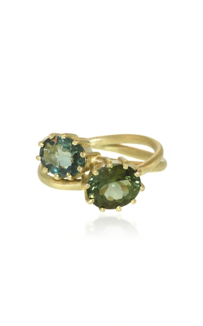 Shop Lfrank Women's Entwined 18k Yellow Gold Tourmaline Ring In Green