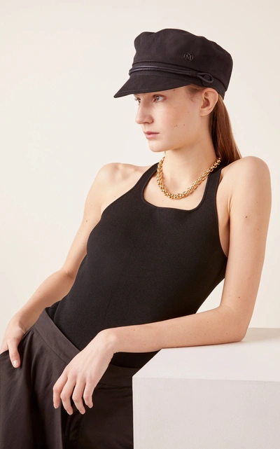 Shop Maison Michel New Abby Cotton Baker Boy Hat In Black