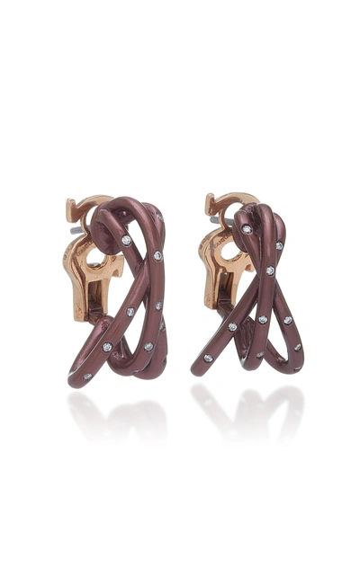 Shop Syz Fireworks Titanium And Pink Gold  Twinkle Twinkle Earrings In Brown