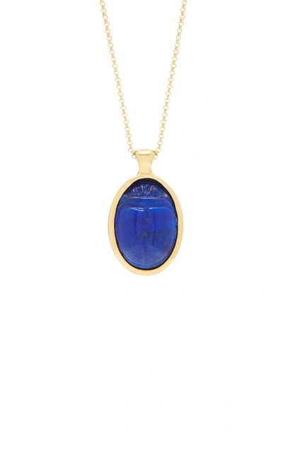 Shop Pamela Love Women's One Of A Kind 18k Gold And Lapis Scarab Necklace In Blue