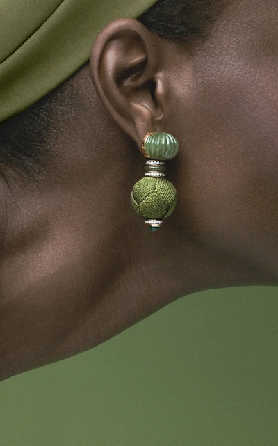 Sauer The Yam 18k Yellow Gold And Multi-stone Earrings In Green