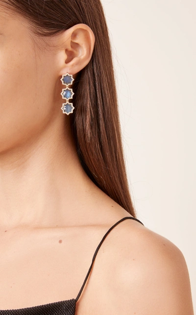 Shop Amrapali Women's Triple Star 18k Gold; Labradorite And Diamond Earrings In Blue