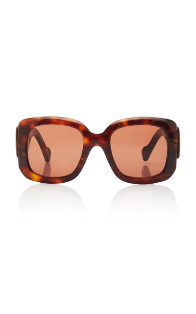 Shop Balenciaga Paris Logo Square-frame Acetate Sunglasses In Brown