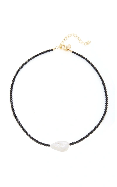 Shop Joie Digiovanni Gold-filled; Spinel And Pearl Necklace In Black