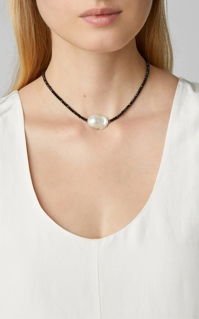 Shop Joie Digiovanni Gold-filled; Spinel And Pearl Necklace In Black