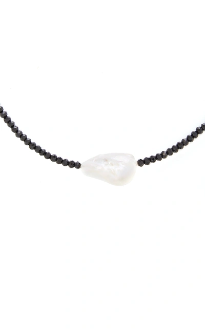 Joie Digiovanni Spinel Single Baroque Pearl Gemstone Necklace In Black