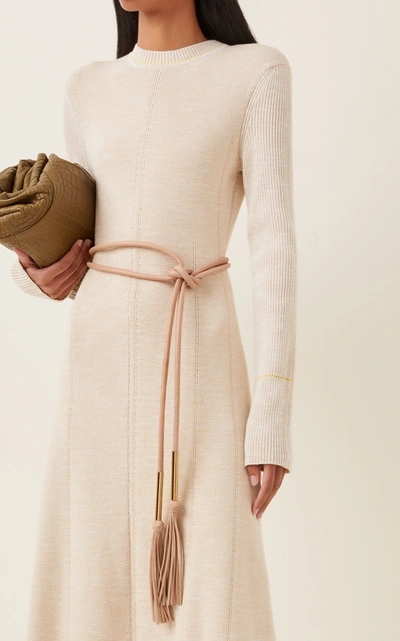 Shop Carolina Herrera Tubular Leather Belt In Neutral