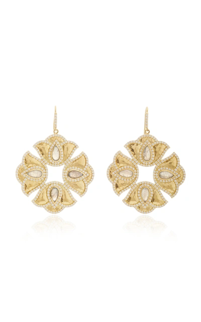 Shop Amrapali Women's Kaliyana Lotus 18k Gold; Labradorite And Diamond Earrings