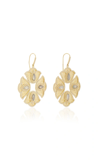 Shop Amrapali Women's Kaliyana Lotus 18k Gold; Labradorite And Diamond Earrings