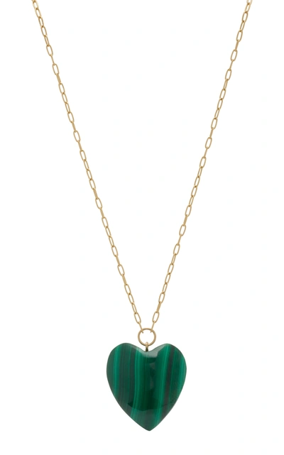 Shop Haute Victoire 14k Gold And Malachite Necklace In Green