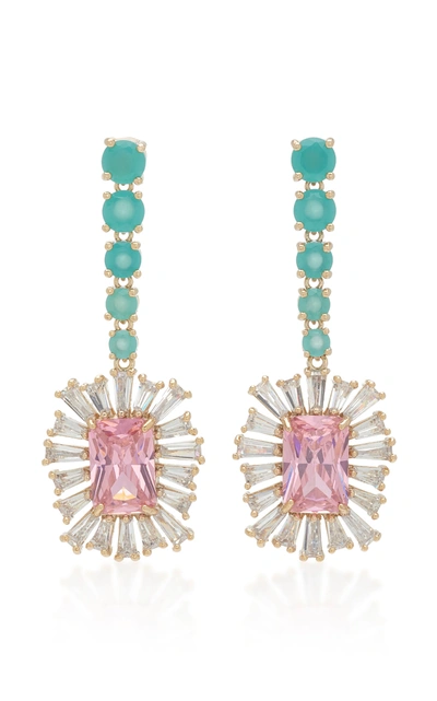 Shop Fallon Monarch Daisy Rose-gold Drop Earrings In Multi