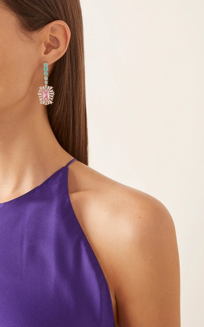 Shop Fallon Monarch Daisy Rose-gold Drop Earrings In Multi