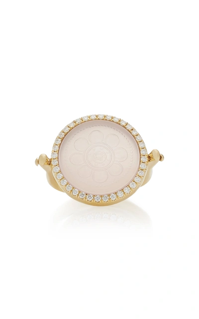 Shop Ashley Mccormick Women's Flip 18k Gold; Diamond And Rose Quartz Ring