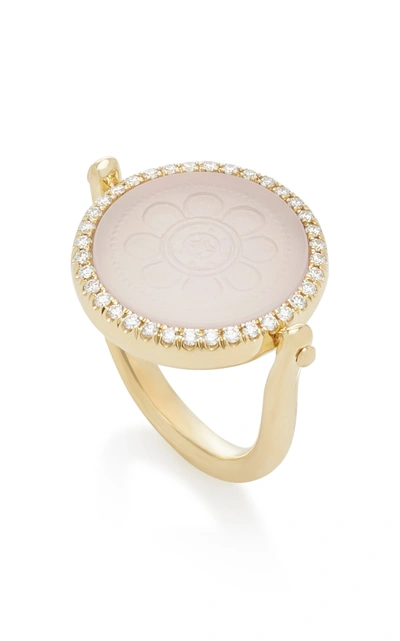 Shop Ashley Mccormick Women's Flip 18k Gold; Diamond And Rose Quartz Ring