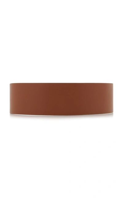 Shop Valentino Women's  Garavani Vlogo Leather Belt In Brown