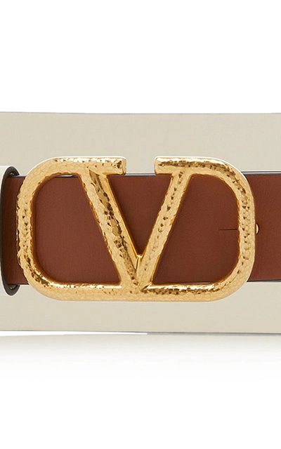 Shop Valentino Women's  Garavani Vlogo Leather Belt In Brown