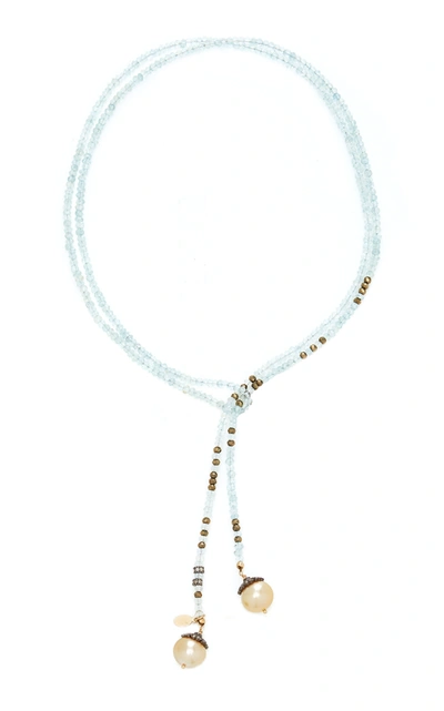 Shop Joie Digiovanni 14k Gold; Aquamarine; Pyrite And Pearl Necklace In Multi