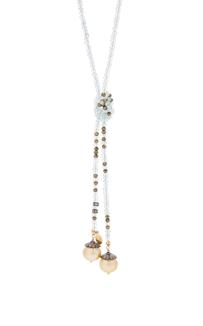 Shop Joie Digiovanni 14k Gold; Aquamarine; Pyrite And Pearl Necklace In Multi