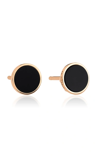 Shop Ginette Ny Women's Ever 18k Rose Gold Onyx Disc Earrings In Black