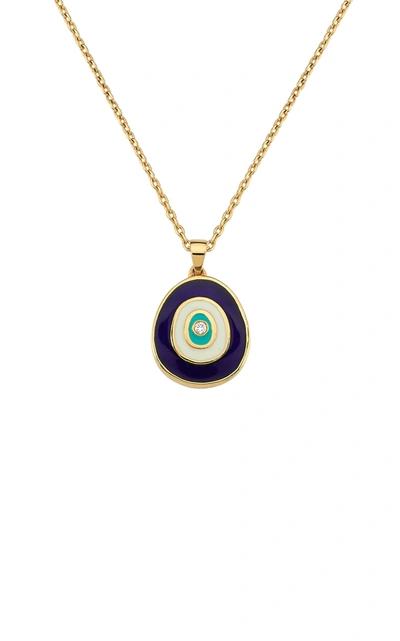 Shop Gilan Women's Evil Eye 18k Yellow Gold Enamel And Diamond Necklace In Multi