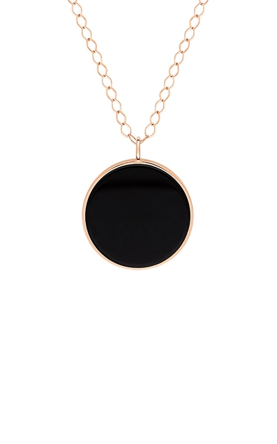 Shop Ginette Ny Women's Jumbo Ever 18k Rose Gold Onyx Disc Necklace In Black