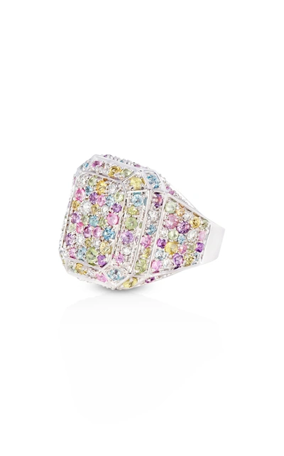 Shop Aisha Baker 18k White Gold Disco Ring In Multi