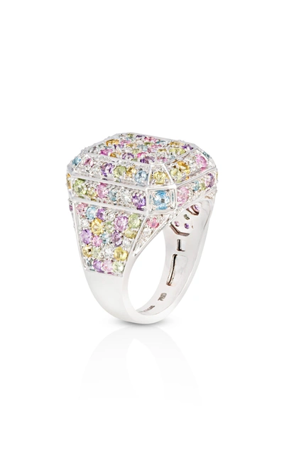 Shop Aisha Baker 18k White Gold Disco Ring In Multi