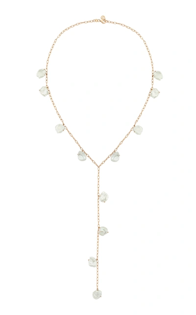 Shop Charms Company Pearls Of Joy 14k Rose-gold And Pearl Lariat Necklace In White